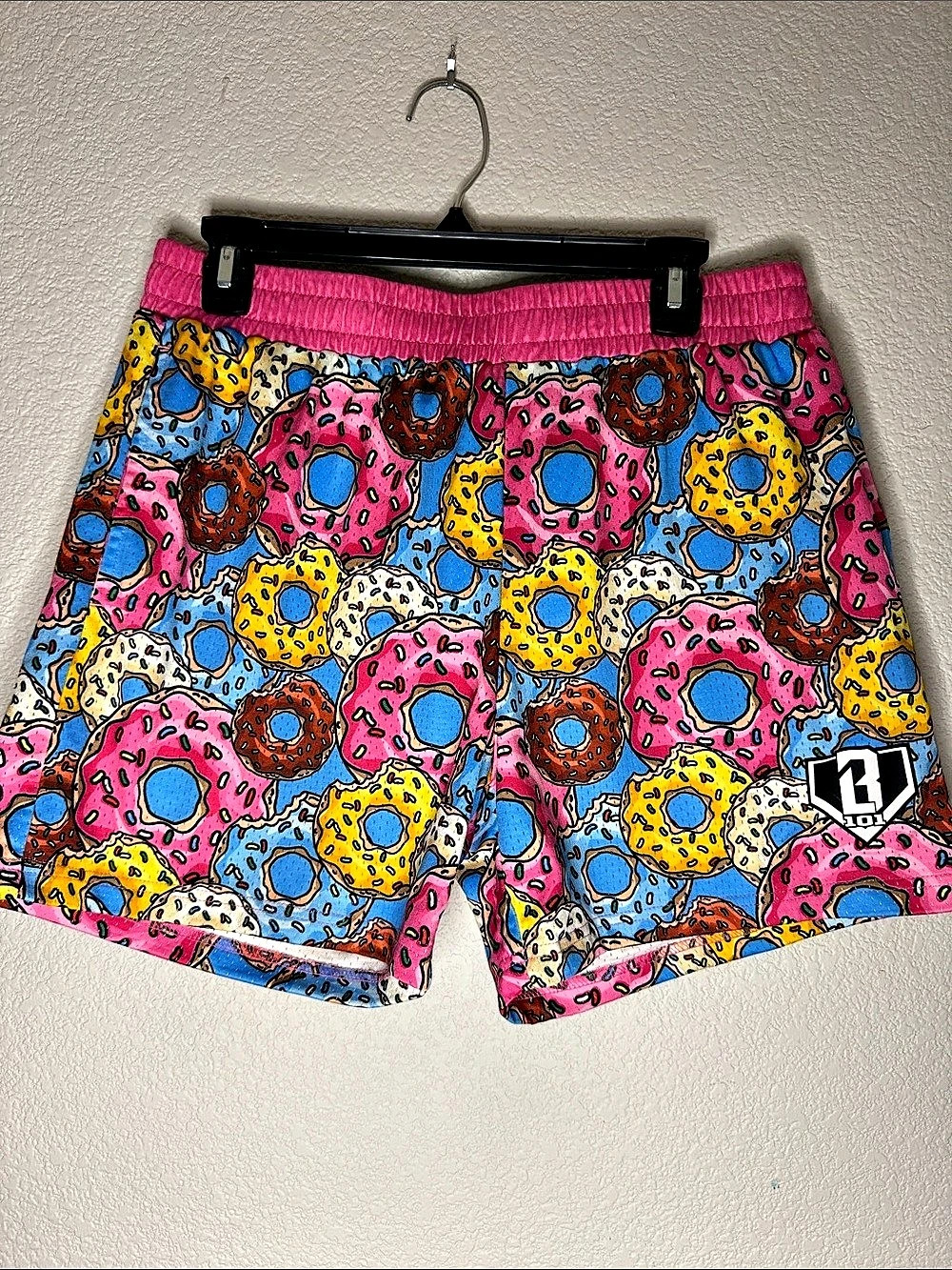 Baseball Lifestyle 101 Donut Mesh Shorts Pink & Blue Medium